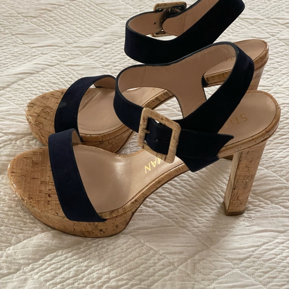 Authentic Stuart Weitzman Navy Platform Sandals - image 3